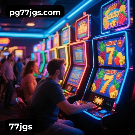 77jgs App home screen with mobile slots and casino categories
